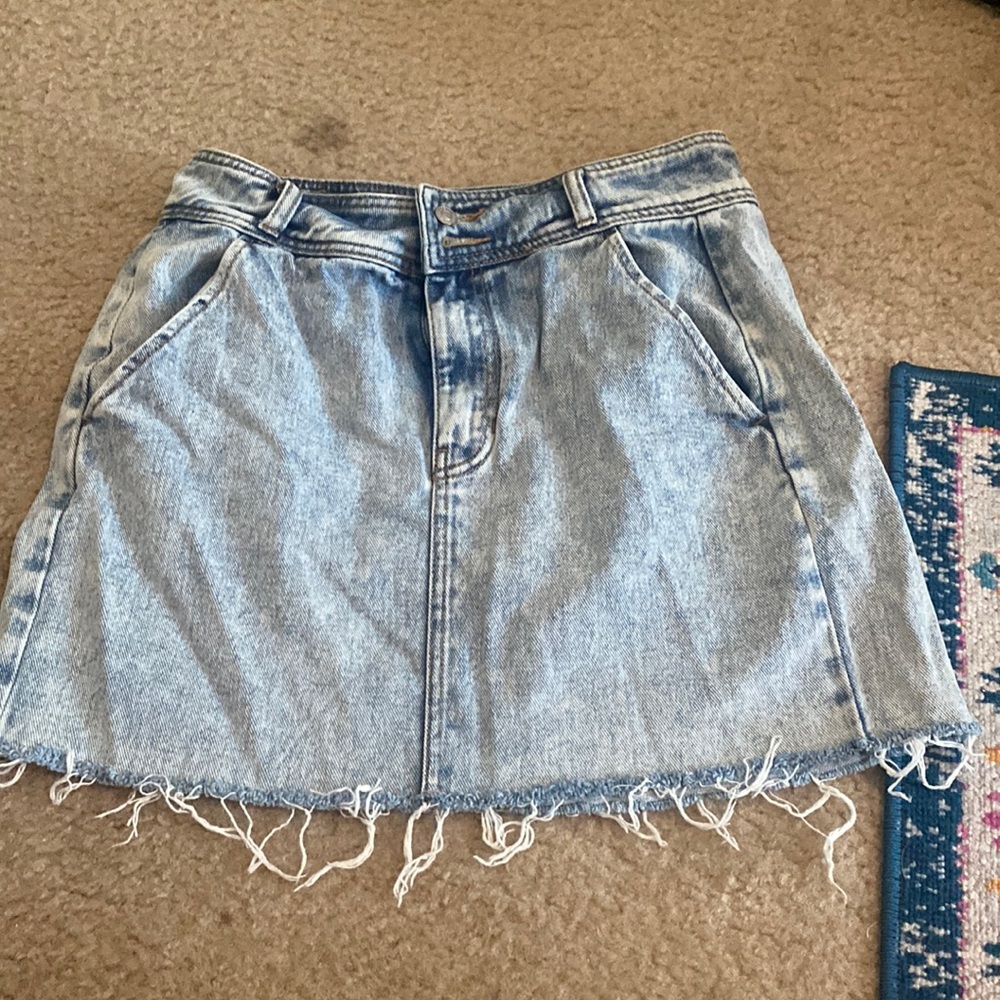 distressed jean skirt